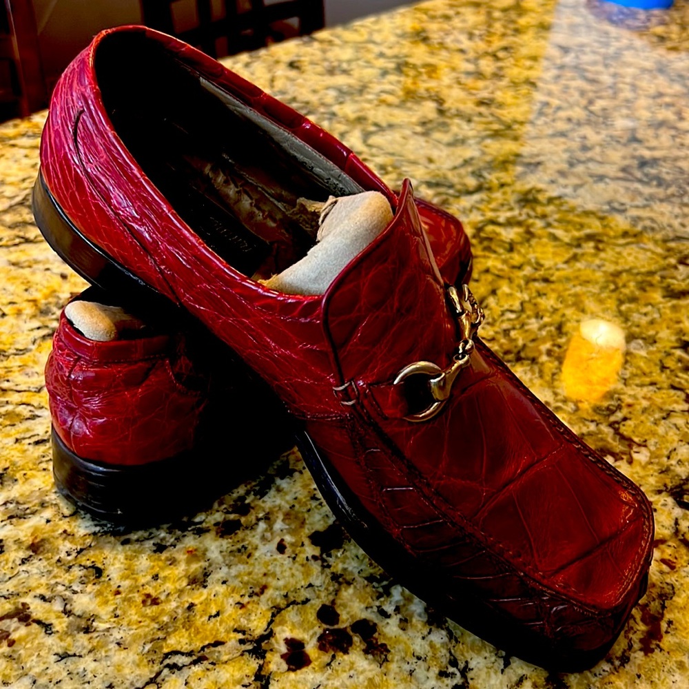 Big block crocodile made in Italy color is Oxford . Gently used